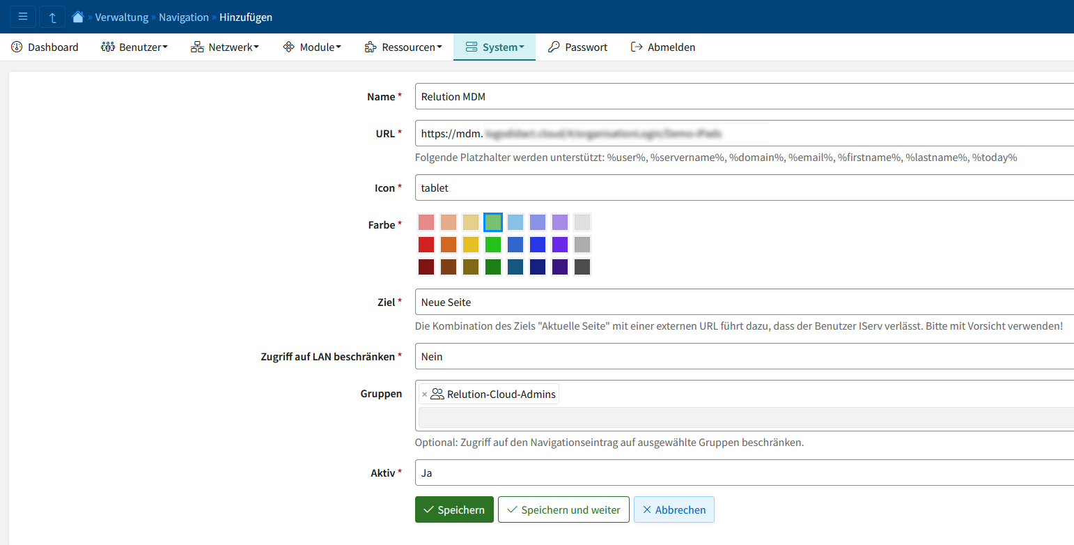 iserv-quicklink-settings